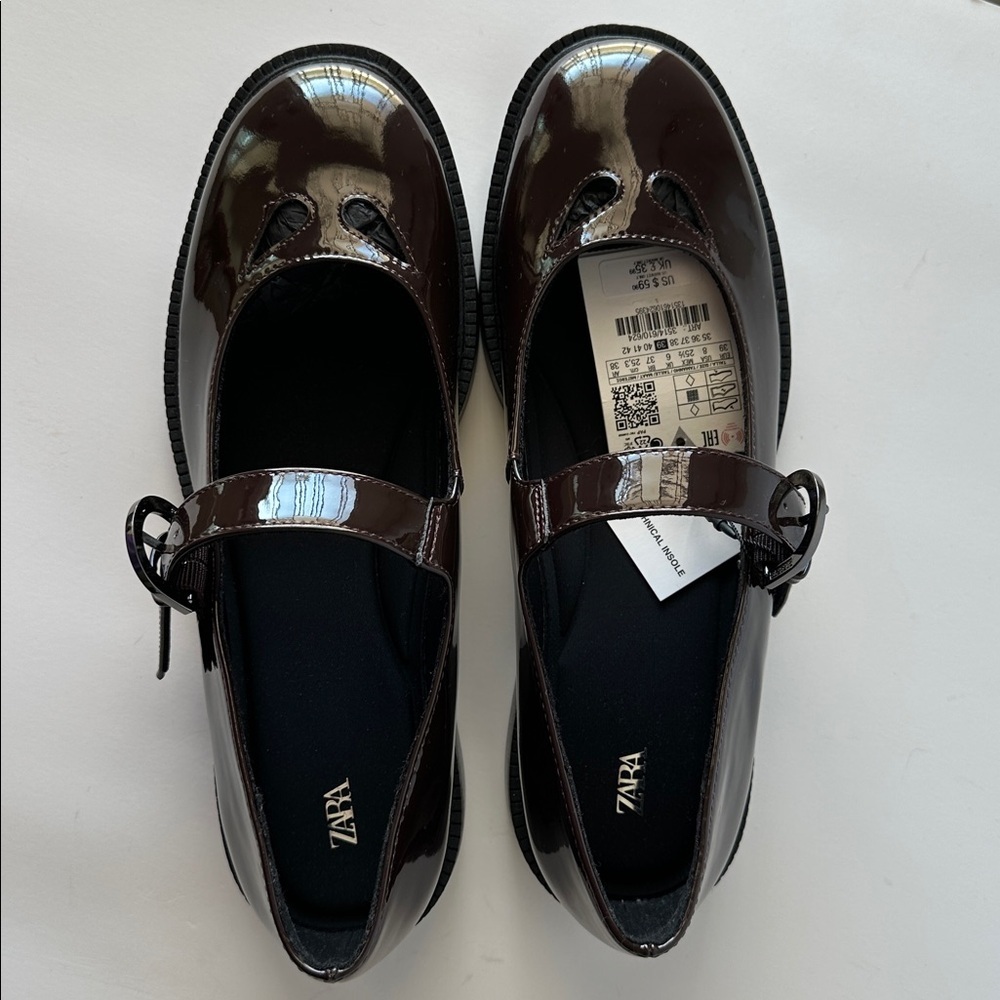 Zara Women’s Platform Mary Jane Shoes Size 8 Color Burgundy - Picture 11 of 17